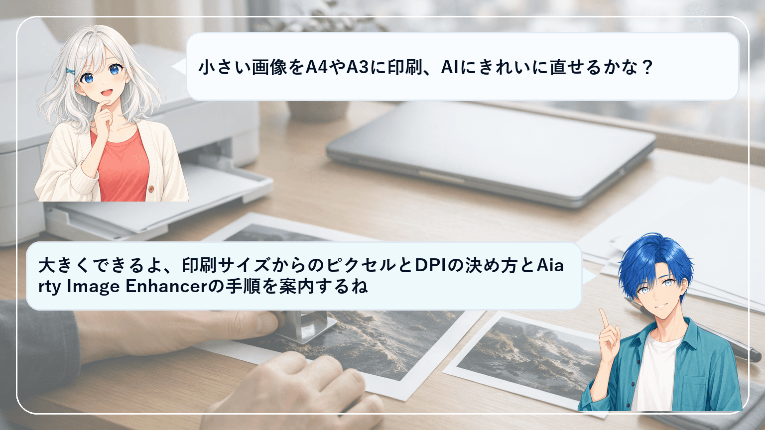 Aiarty Image Enhancerで印刷用に解像度を上げる方法|小さい画像をA4/チラシに使う最短手順と設定のアイキャッチ画像